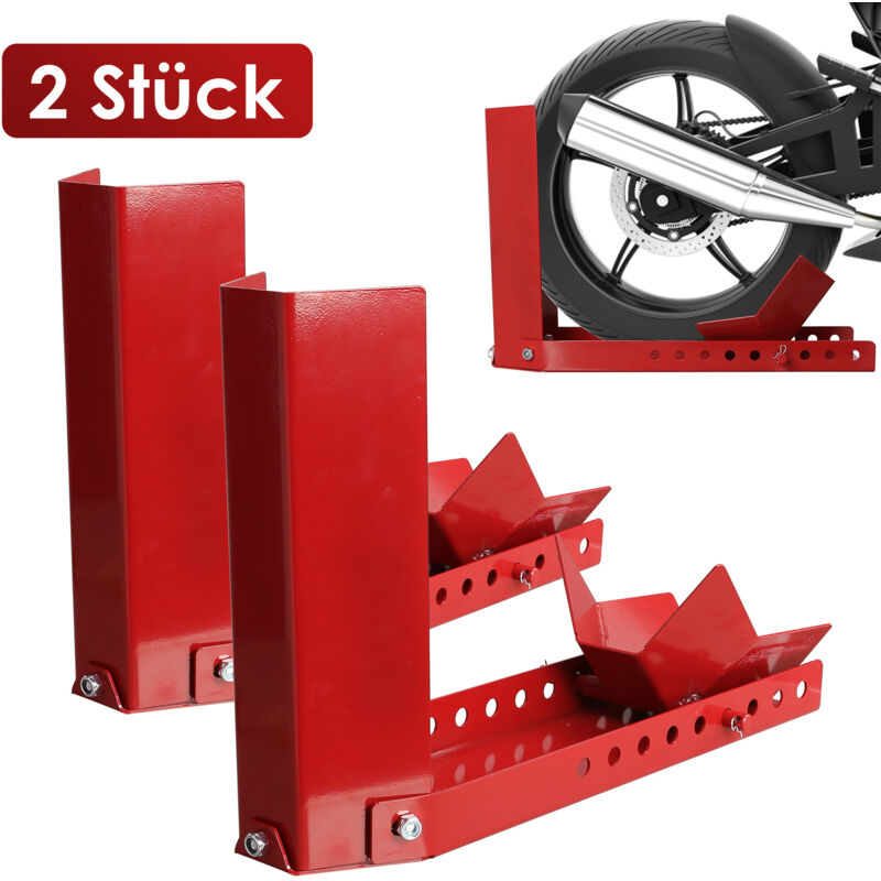Motorradständer 9 Löcher , Mobile Motorrad Ständer aus Stahl Radwippe Motorradwippe Motorrad Radklemme (2 Stück) - Swanew