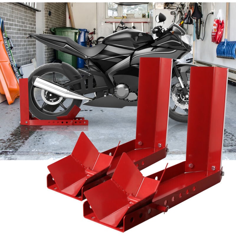 Motorradwippe 2x Motorrad vorne Verladehilfe Schiene Vorderradklemme Radwippe Motorrad Radklemme Motorradständer - Swanew