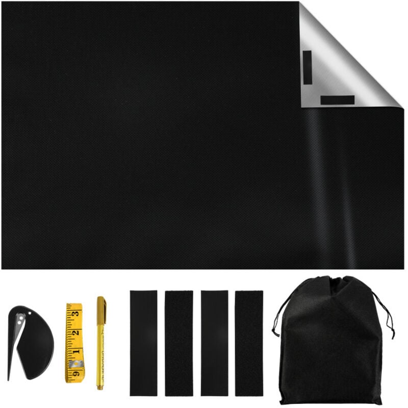 Swanew - Verdunklungsstoff Folie mit Thermobeschichtung Blackout mit 4x Paar Klettband,für Fenster Sichtschutz Fenster Büro Zuhause 145x200CM