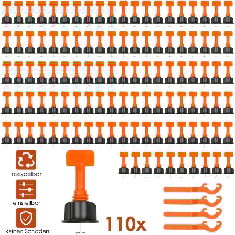 Swanew - Wiederverwendbar Fliesen Nivelliersystem,Platten Nivelliersystem,Fliesen Keile Kunststoff, Leveling System, für Bauböden, Wände, 110 Stück