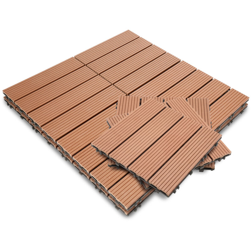 Wpc Terrassenfliesen 55er Holzfliesen Kunststoff Spar Set für 5m² 30x30cm Garten Klickfliese Bodenbelag mit Drainage Balkonfliesen - Swanew
