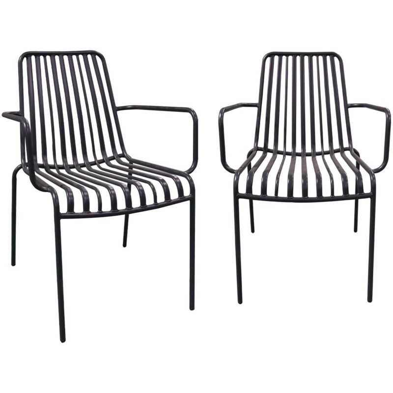 sweeek - 2er-Set stapelbare Gartenstühle aus Stahl