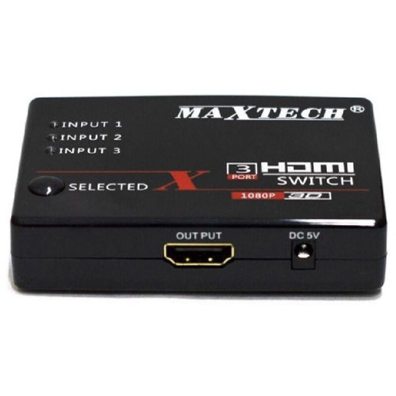 Trade Shop - 3D HDMI-Switch 3 eingänge 1080P mit fernbedienung für tv PS3 xbox dvd Maxtech DK-303 -