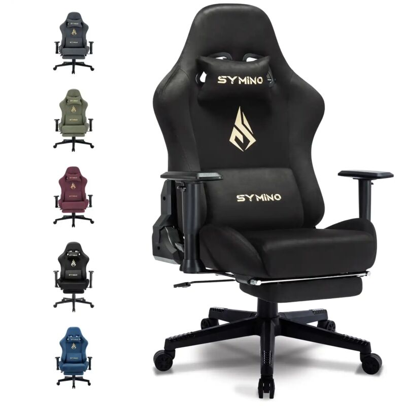Symino Gaming Stuhl, Atmungsaktiver Bürostuhl aus Hochwertigem Stoff, So Weich Wie Pelz, Ergonomischer PC-Stuhl, Verstellbarer und Drehbarer