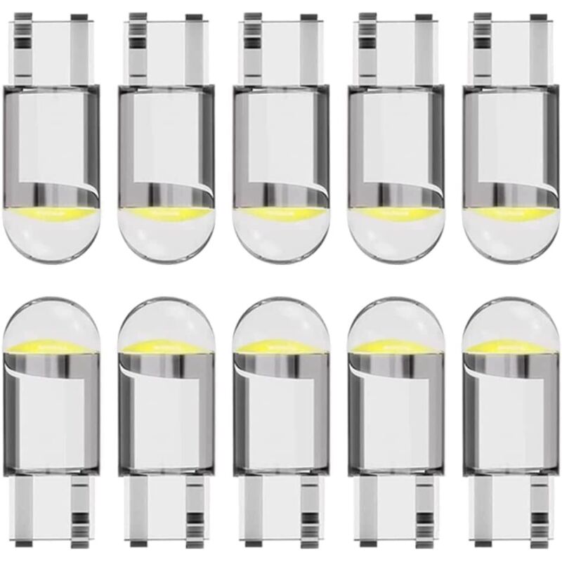 Sjqka - T10 W5W 194 LED-Autolampe 12 v 6000 k (Weiß) cob, 168 LED-Lampe, 2825 T10 W5W LED-Lampe, LED-Innenbeleuchtung, W5W LED-Lampe, LED-Lampe für
