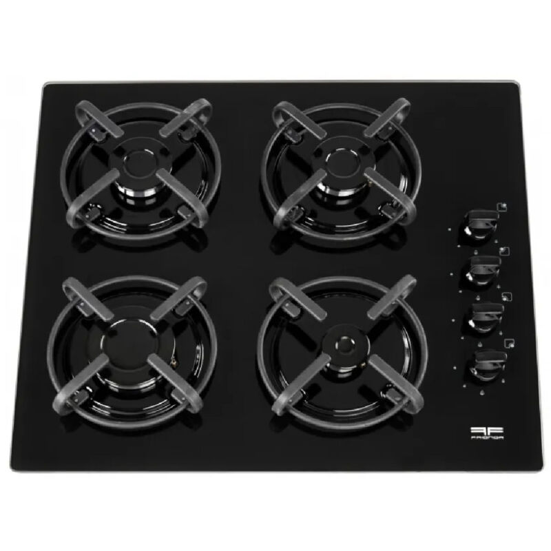 Tisch Glas schwarz 4-Flammen-Gasherd 59x42x4,7cm