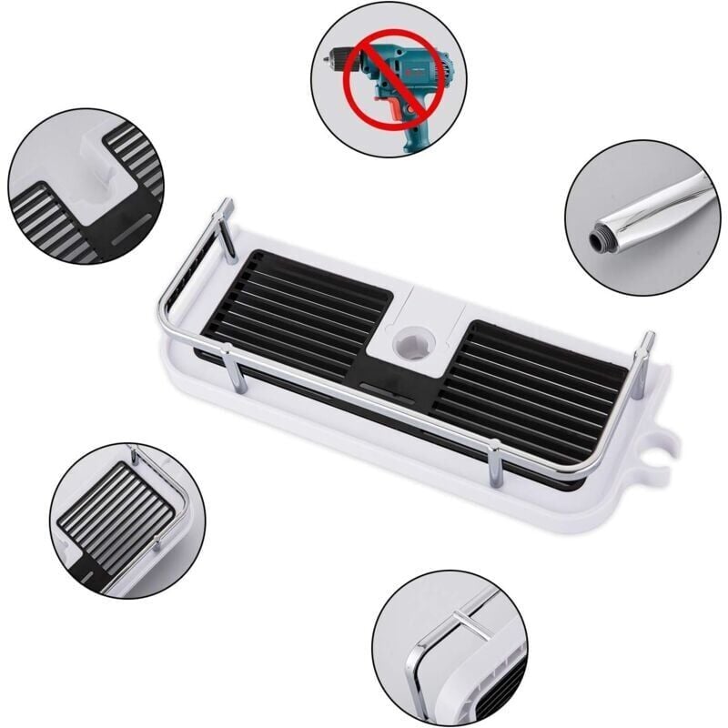 Tablett für die Dusche im Badezimmer, Halterung für die Dusche hängend, Tagère für die Dusche, es ist nicht nötig, die Stange der Dusche mit Boucle