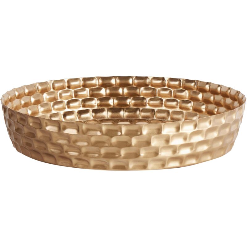 Deko-Tablett Gold Eisen rund Glamour Look Wohnaccessoire Dekoartikel Tischdekoration Aufbewahrung Küchenaccessoires Deko