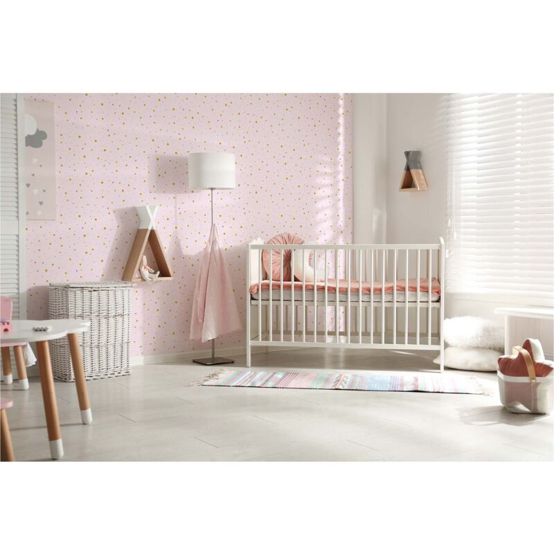 Tadessi - Tapete Kinderzimmer M1-No.129 Vliestapete Rosa Tapete mit Punkten Jungenzimmer Mädchenzimmer