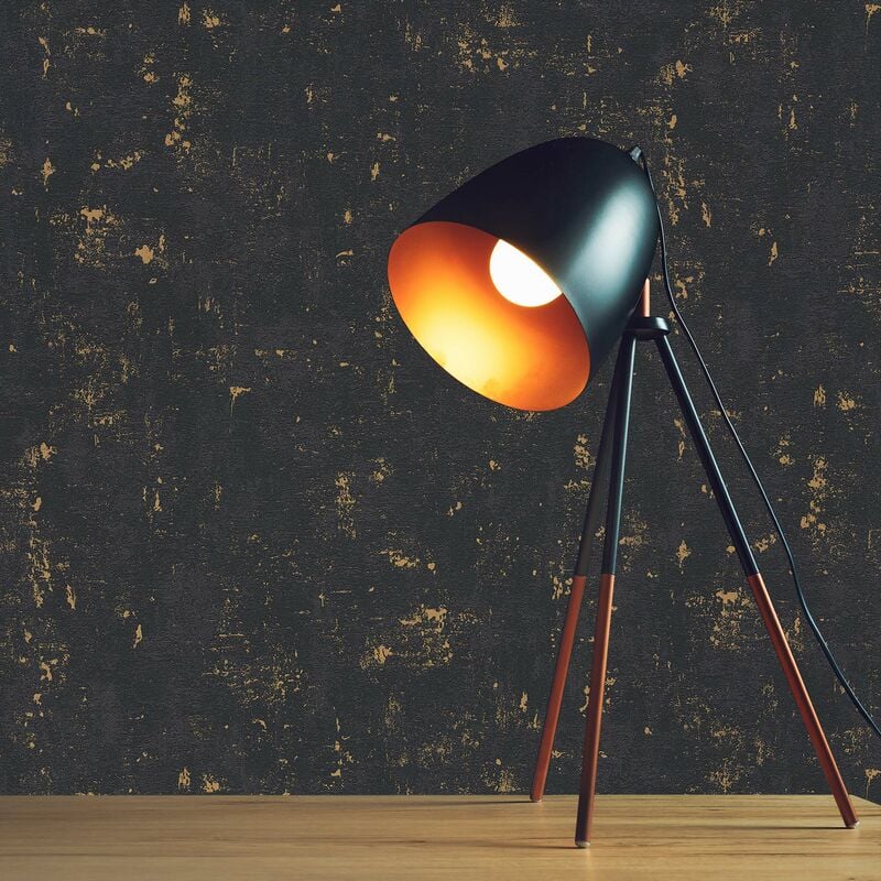 Tadessi - Tapete Urban M1-No.19 Vliestapete Schwarz Gold Vintage Tapete Struktur Wohnzimmer Schlafzimmer Küche