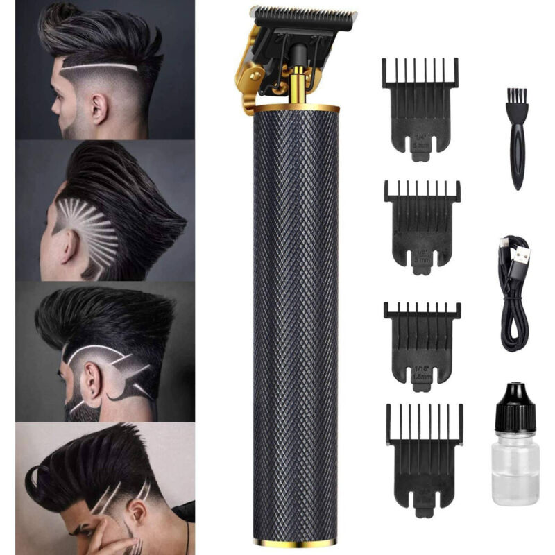 Trade Shop - professionelle elektrische haarschneider usb wiederaufladbar zurückverfolgbar zurückverfolgt vintage schwarz -