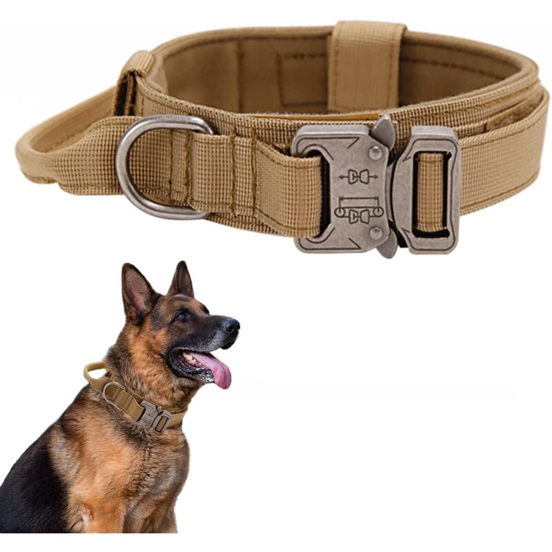 Taktisches Hundehalsband – Militärhalsband mit Kontrollgriff, verstellbares, mit Nylon gepolstertes Hundehalsband für das Training mittelgroßer und