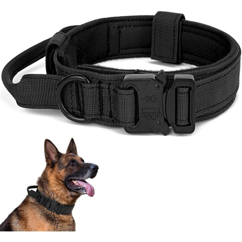 Bluedeer - Taktisches Hundehalsband, Verstellbare Halsband Mit Kontrollgriff Weich Gepolstertes Nylon Hunde Halsband mit robuster Metallschnalle für