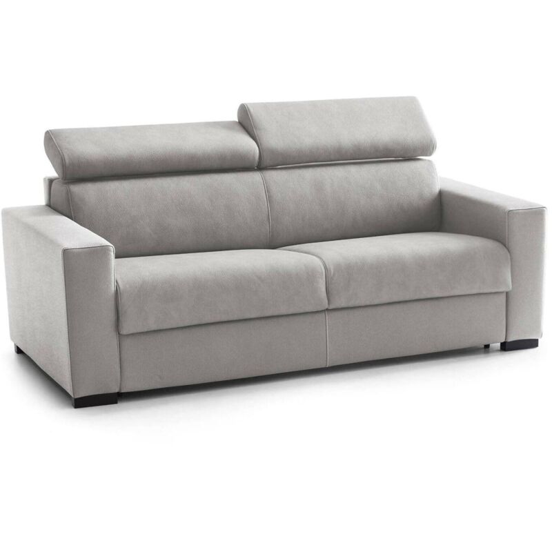 Festes Sofa Dmicel, 3-Sitzer-Sofa, 100% Made in Italy, Sofa-Wohnzimmer, aus gepolstertem Stoff, mit verstellbaren Kopfstützen und schlanken