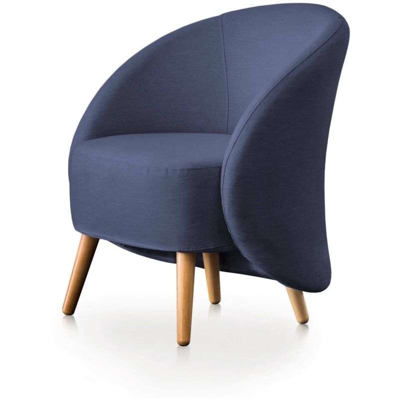Lounge-Sessel Dabdal, Design-Sessel für das Wohnzimmer, 100% Made in Italy, Relaxsessel aus gepolstertem Stoff, Cm 70x60h80, Blau - Dmora