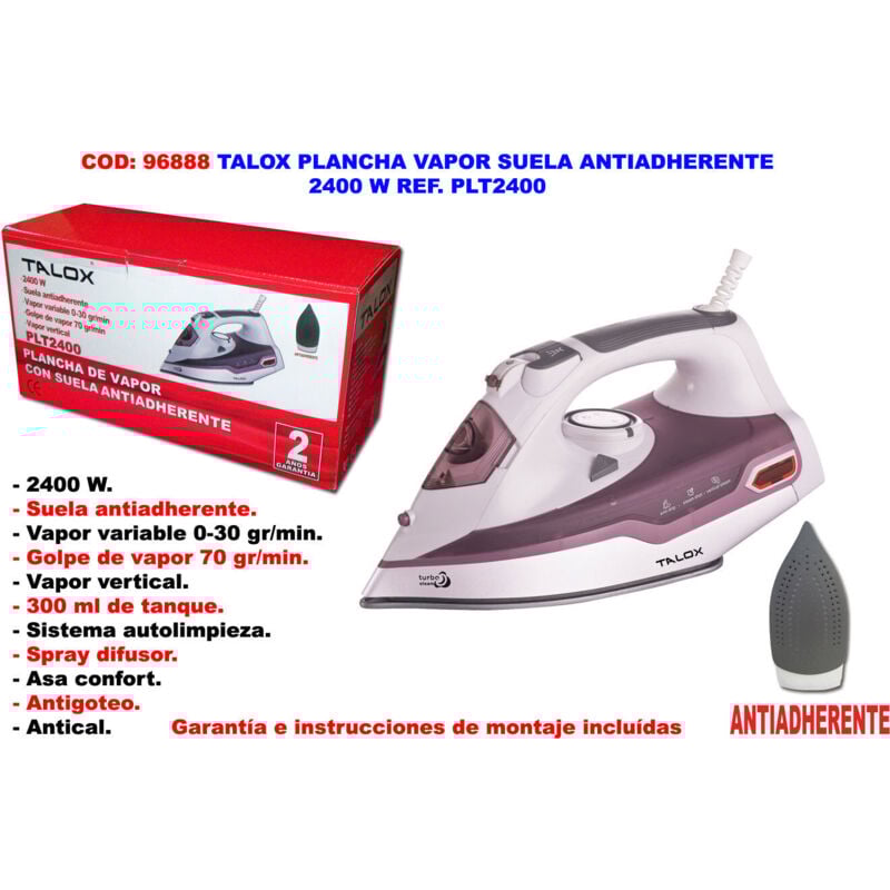 Talox Dampfbügeleisen mit antihaftbeschichteter Sohle, 2400 w, plt 2400
