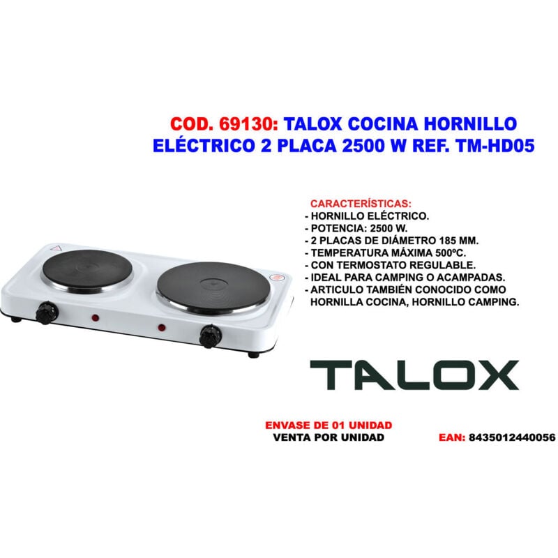 TALOX Elektroherd mit 2 Platten 2500 W TM-HD05