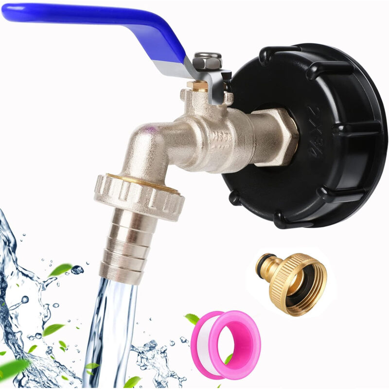 Freosen - Tankhahn 1000l s60x6 IBC-Tank IBC-Schlauch Gartenhahnanschluss 1000l-Tank mit 3/4 Zoll Deckelset IBC-Tankadapter, verwendet für