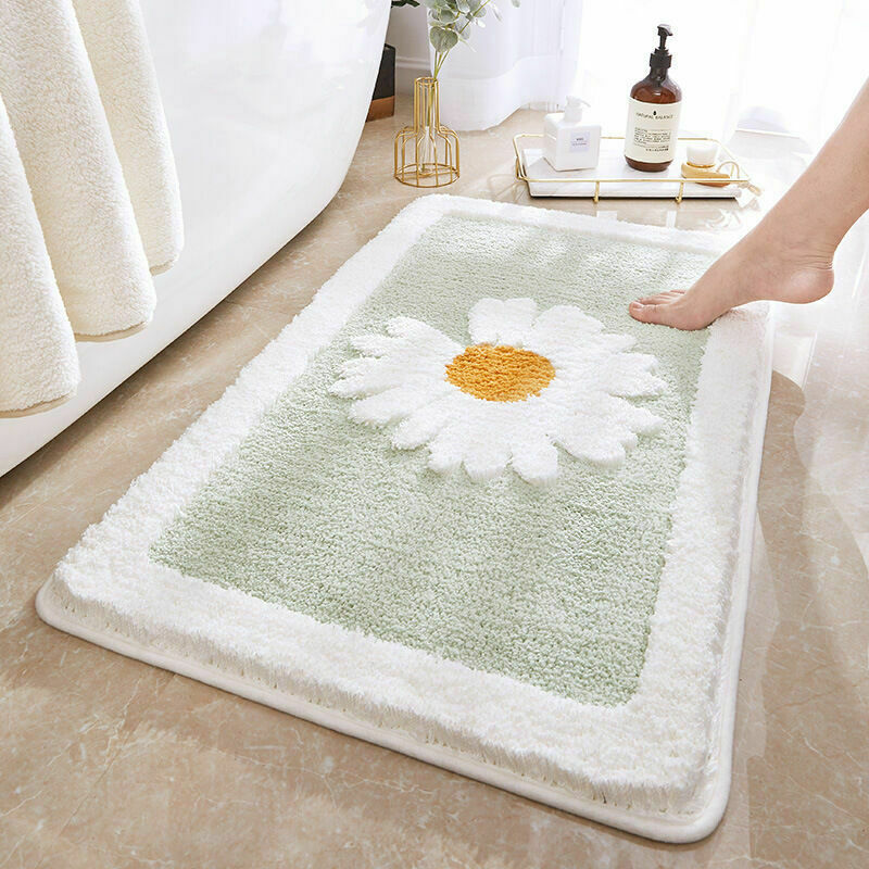 Absorbierende Badematte Daisy, flauschige Badematte aus Polyester, saugfähige Duschmatte, maschinenwaschbar, 45 x 60 cm