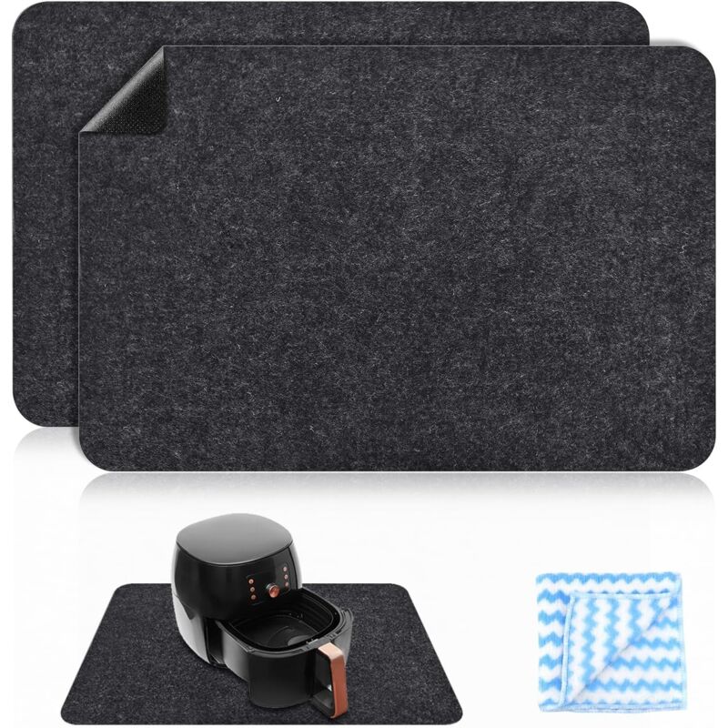 Hitzebeständige Matte für Heißluftfritteuse Rutschfeste Schutzmatte für Küchenarbeitsplatte für Heißluftfritteuse, Kaffeemaschine, Mixer (2 Stück)