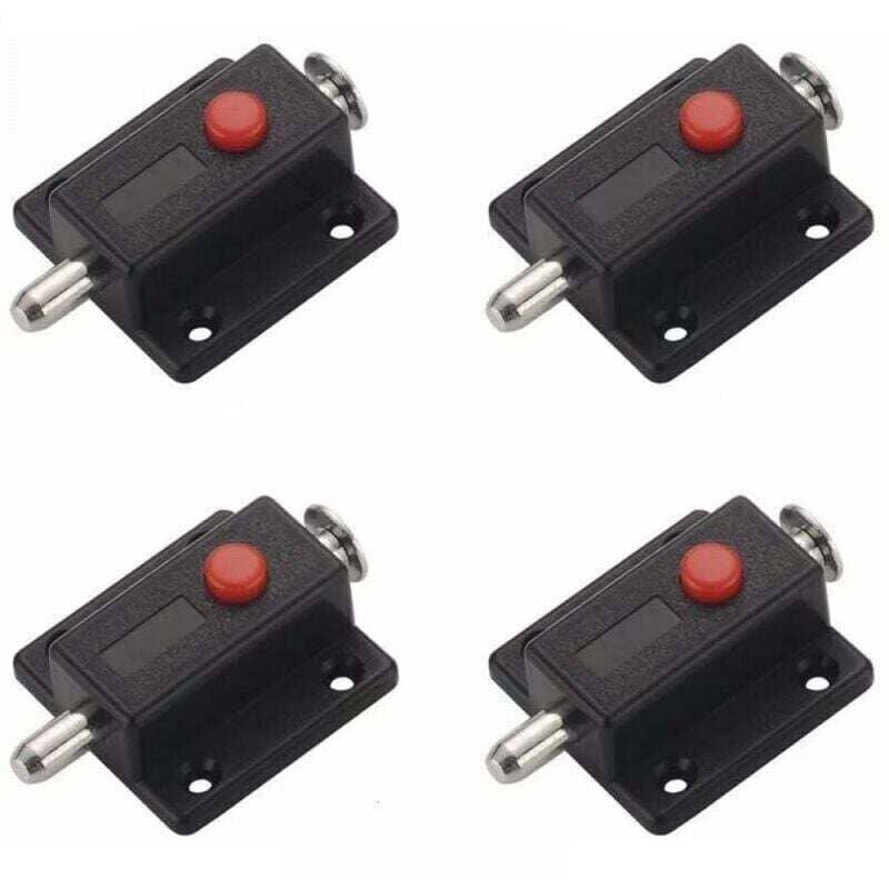 Targette-Schloss, automatischer, federbelasteter Sicherheits-Schieberiegel mit Knopf für Schränke, Innen- und Außentüren, Fenster, Kleiderschränke,