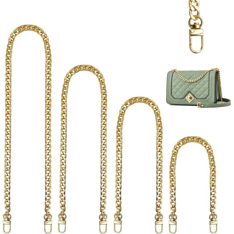 Taschenkette, 4-teiliges Ersatz-Metallketten-Set für Handtaschen oder Schultertaschen, mit drehbaren Karabinerverschlüssen, für Handtaschen und