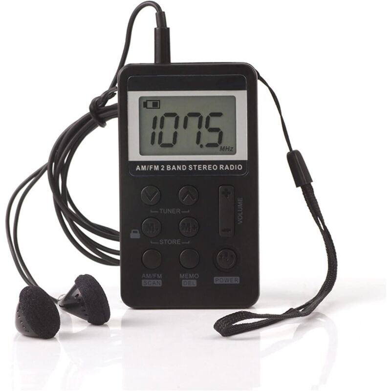Taschenradio, tragbares Radio mit Kopfhörer, Mini-AM/FM-Digital-Stereoradio mit Kopfhörer, wiederaufladbarem Akku-LCD-Display zum Gehen/Laufen,
