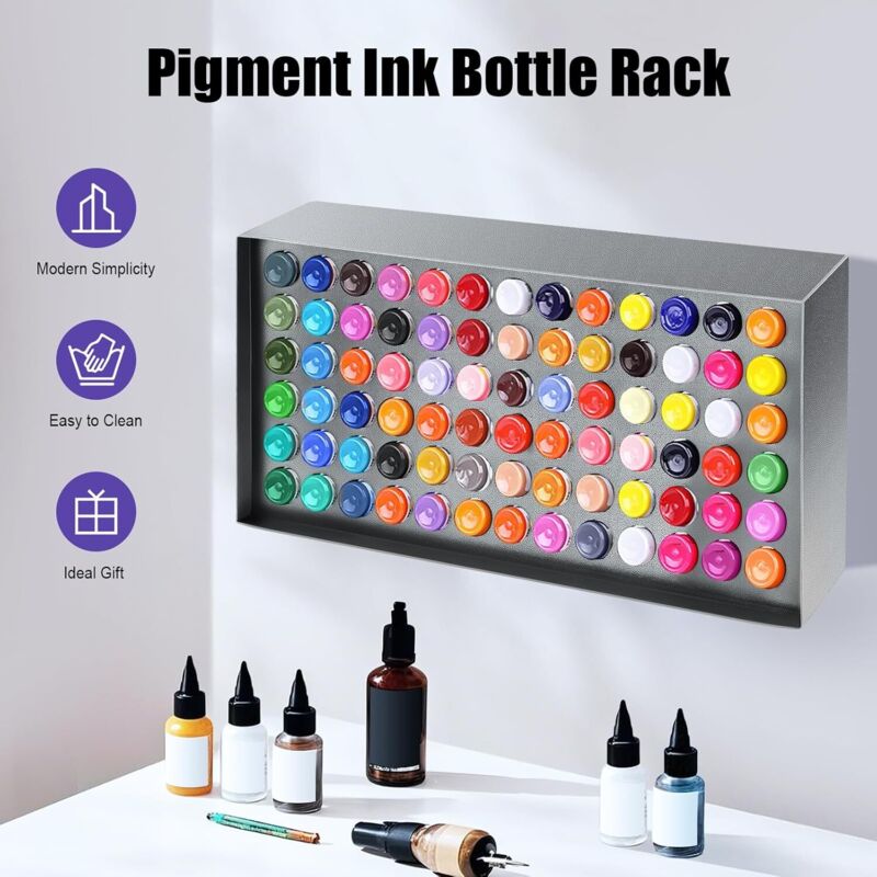 Tattoo Ink Cup Holder, 78 Löcher Eisen Wand Tattoo Pigment Flaschenhalter Display Stand, Tattoo Pigment Organizer für Pigment Tinte Flaschen Tattoo