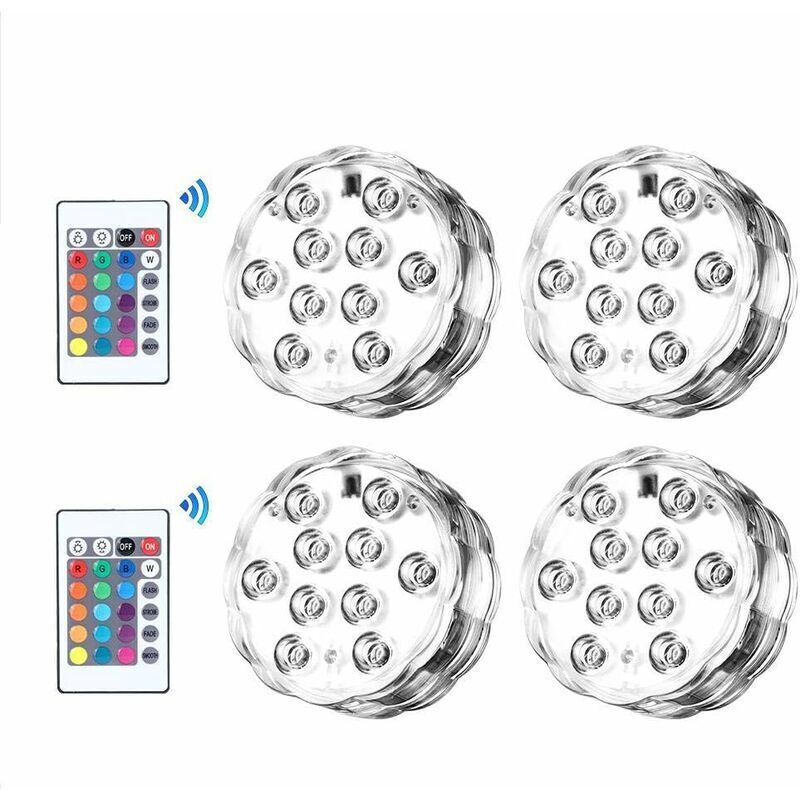 Tauchfähiges LED-Licht, wasserdichte RGB-Mehrfarben-LED-Beleuchtung mit Fernbedienungen, IP68-Beleuchtung, Unterwasserlichter für Aquarium,