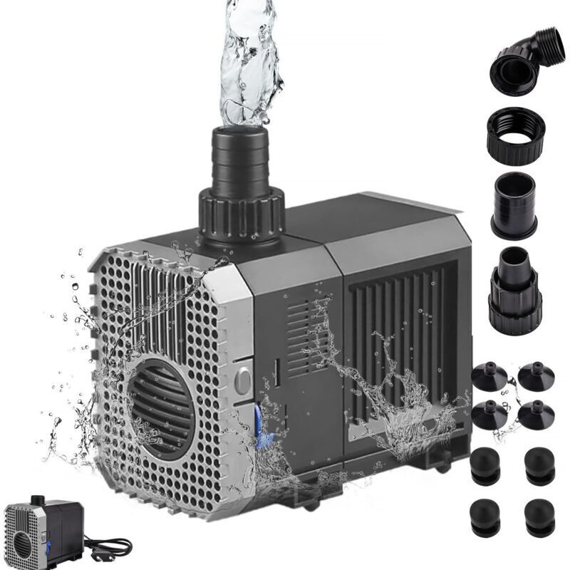 Tauchpumpe, Mini-Aquariumpumpe, Teichpumpe (3000 l/h), 55-W-Tauchpumpe, Springbrunnenpumpe, Filterpumpe für Teich, Springbrunnen und Aquarium