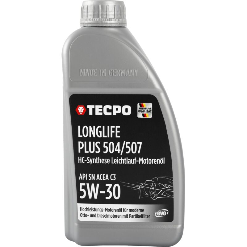 TECPO Motoröl 1 Liter 5W-30 LONGLIFE Plus HC Synthese passend für ACEA C3 / API SN / 504 / 507 / 229.31 / 229.51 / LL-04 / C30