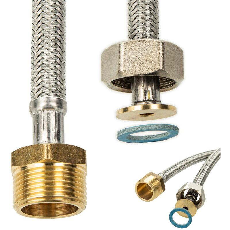 Tecuro - Sanitär dn 8 Verbindungsschlauch 3/4 üwm x 3/4 ag x 1000 mm - ktw-a dvgw