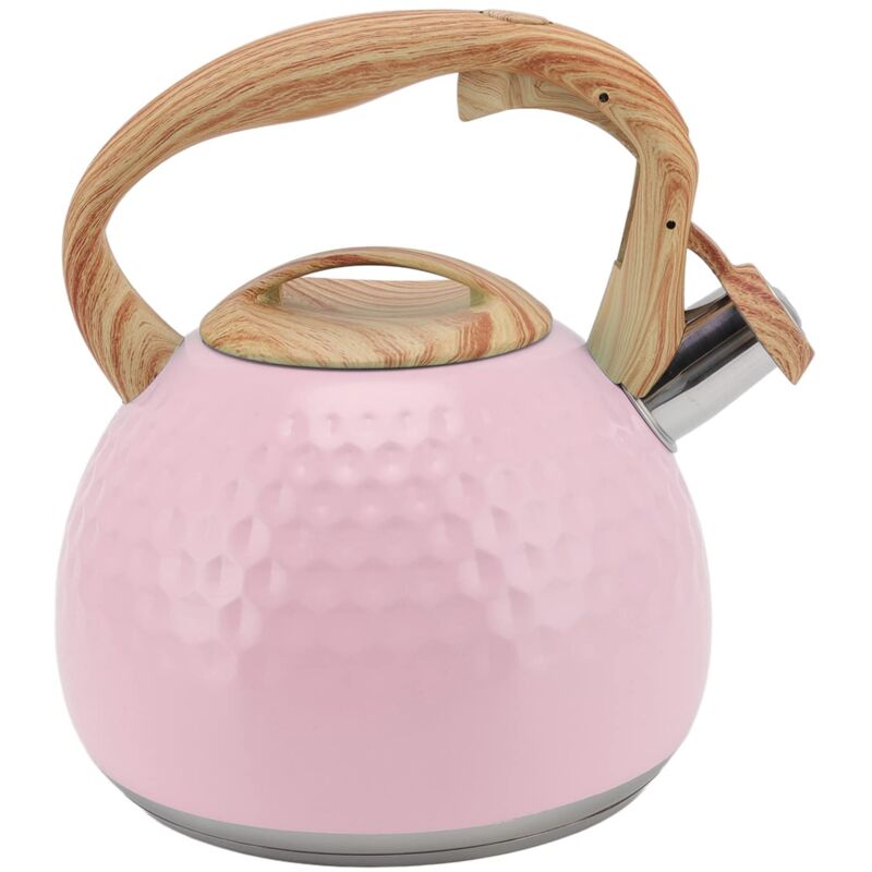 Teekanne, 3 l, pfeifende Teekanne aus Edelstahl mit hitzebeständigem Griff, moderner Wasserkocher, Elektroherd, Gasherd, (Rosa)