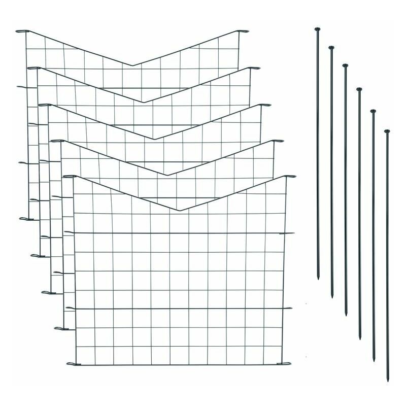 Estexo - Teichzaun Gartenzaun 11tlg Set Teich Zaun 5 Zaunelemente Gitterzaun Anthrazit Unterbogen spitz