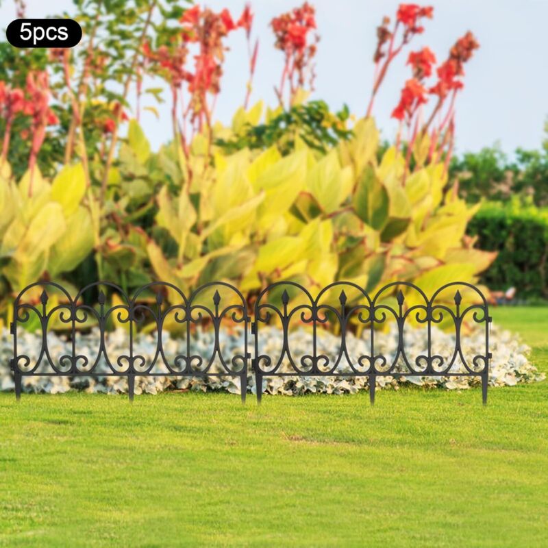 Teichzaun Gartenzaun Komplettset - 5 Zaunelemente - Zaun für den Garten, Gitterzaun Set Oberbogen - für Hunde