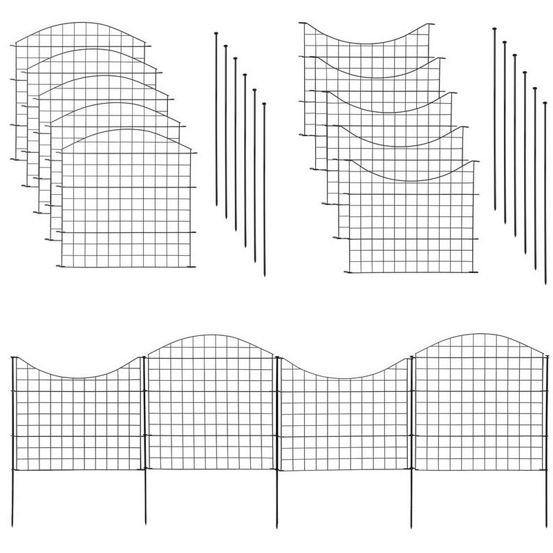Estexo - Teichzaun Set Zaunset Zaun 10 Elemente Steckzaun Gartenzaun Rundbögen Anthrazit