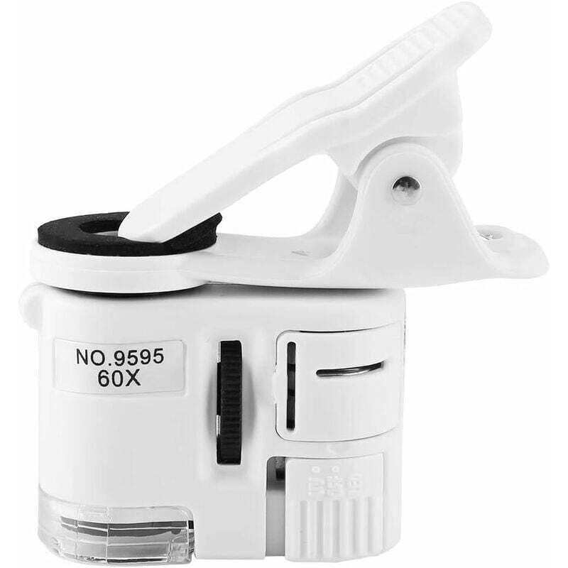 Telefonmikroskop, 9595 W, 60-fache Handlupe, LED-Ultraviolettlicht, Mini-Handy-Clip-Mikroskop für Schmuck, Münzen, Briefmarken, Antiquitäten
