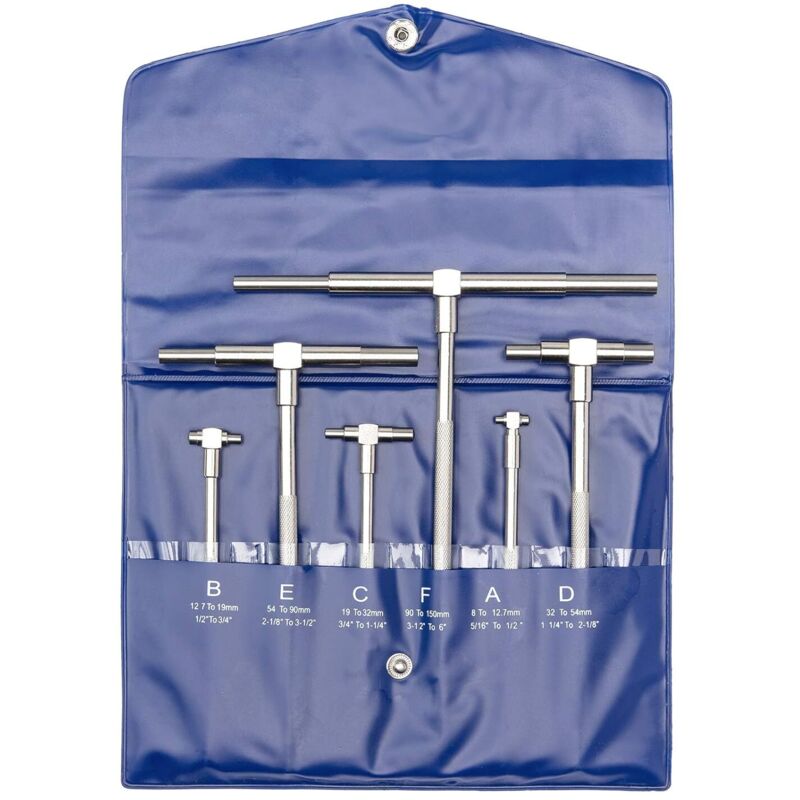 Teleskop-Messgerät-Set, Innenmikrometer, Innenmessgerät – 6-teilig, verstellbarer Innendurchmesser, Teleskop-Messgerät, 8–150 mm