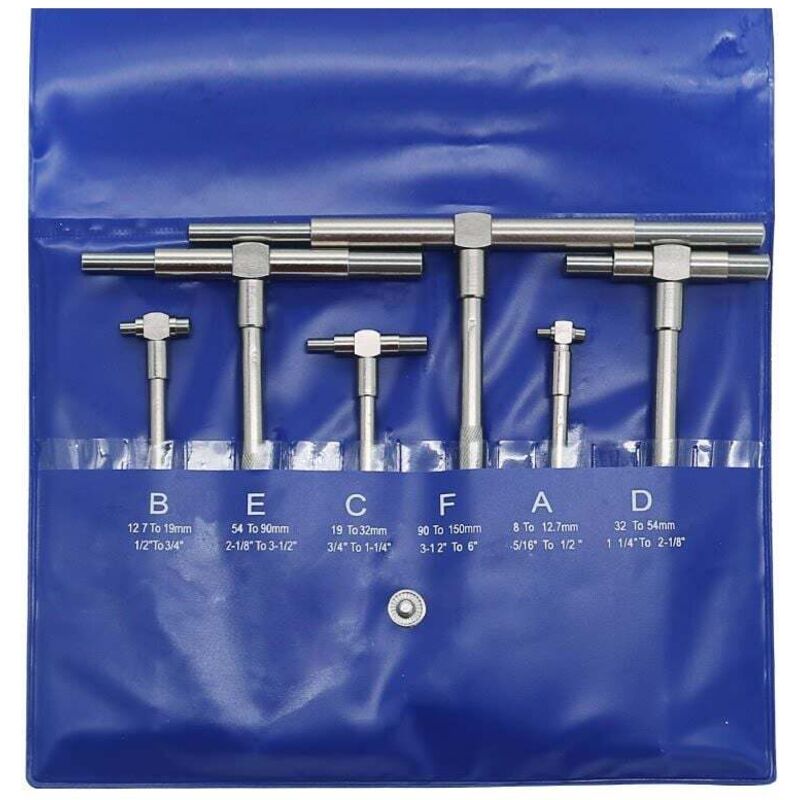 Teleskop-Messgerät-Set, Innenmikrometer, Innenmessgerät – 6-teilig, verstellbarer Innendurchmesser, Teleskop-Messgerät, 8–150 mm