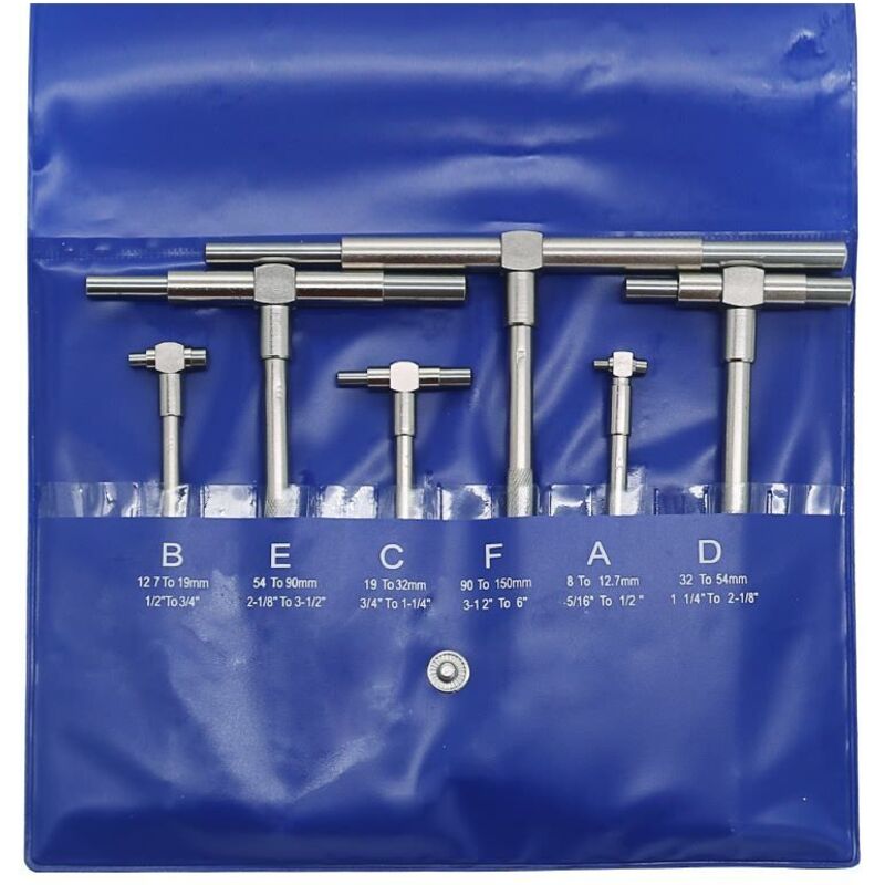 Teleskop-Messgerät-Set, Innenmikrometer, Innenmessgerät – 6-teilig, verstellbarer Innendurchmesser, Teleskop-Messgerät, 8–150 mm