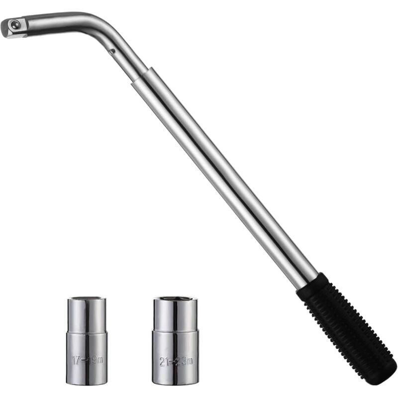 Teleskop-Radschlüssel, 17/19 mm und 21/23 mm, ausziehbarer Radschlüssel, Teleskop-Radmutternschlüssel für die Reifenreparatur von PKW, LKW und