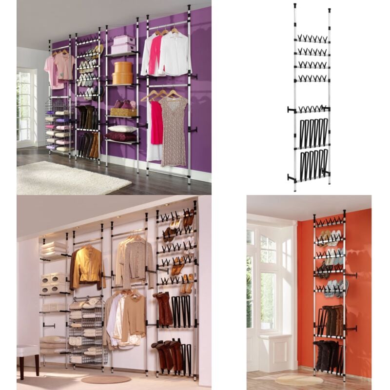 Teleskop-Schuhregal mit Stangen Aluminium - Schuhregal - Teleskop-Schuhregal - Schuhschrank - Schuhorganisation - Garderobe - Home & Living