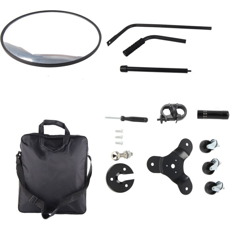 Teleskop-Untersichtspiegel für Fahrzeuge, 11,8 Zoll großer runder Spiegel auf einem Stab, 360°, ausziehbarer Spiegel bis zu 47 Zoll