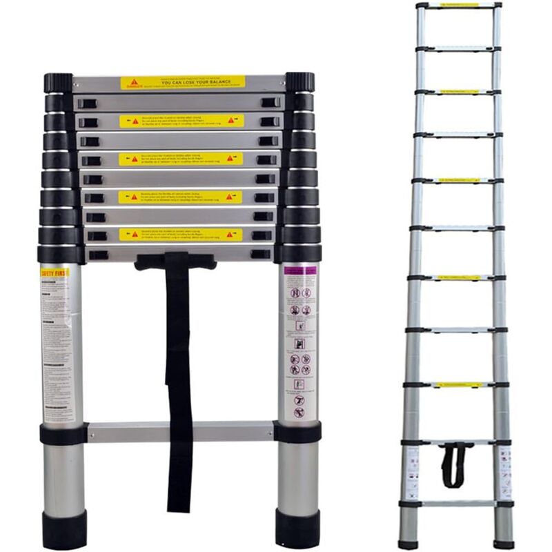 Teleskopische Leiter, Mehrzweckleiter Klappleiter Ausziehbar Aluminium Tragbar Zusammenklappbar - 3.2M