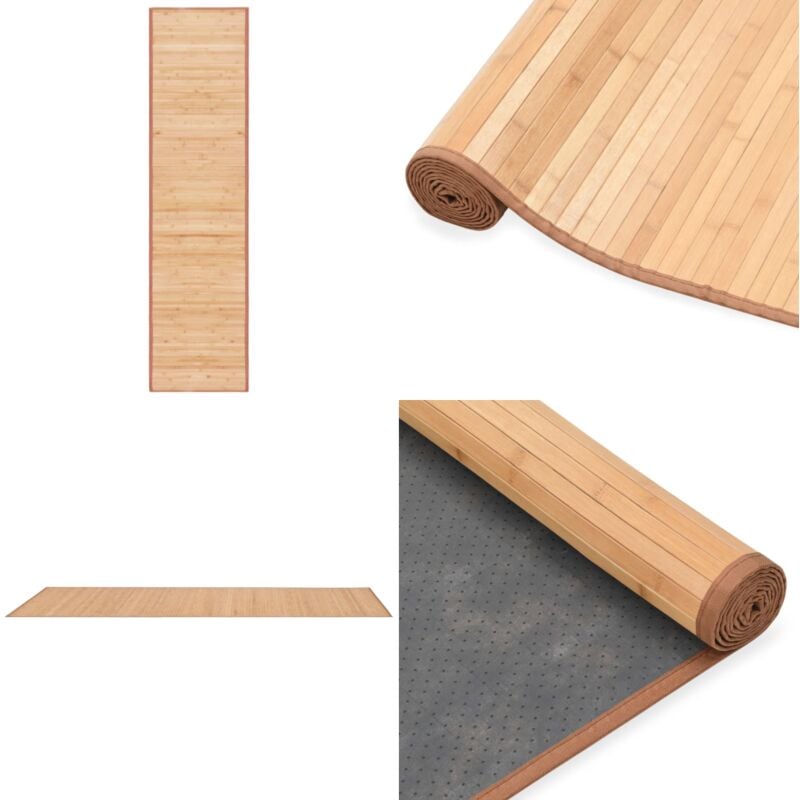 Teppich Bambus 80x300 cm Braun - Bambus Teppich - Naturfaser Teppich - Wohnraum Teppich - Flur Teppich - Rutschfeste Matte - Home & Living