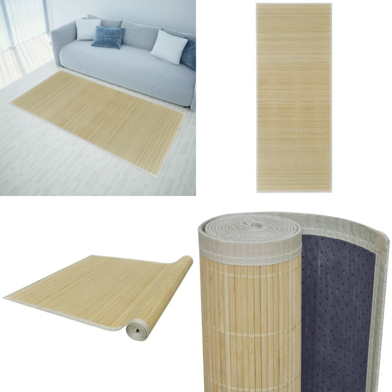 Teppich Bambus Natur Rechteckig 150x200 cm - Bambus Teppich - Naturfaser Teppich - Rattan Teppich - Wohnzimmer Teppich - Flur Teppich - Home & Living