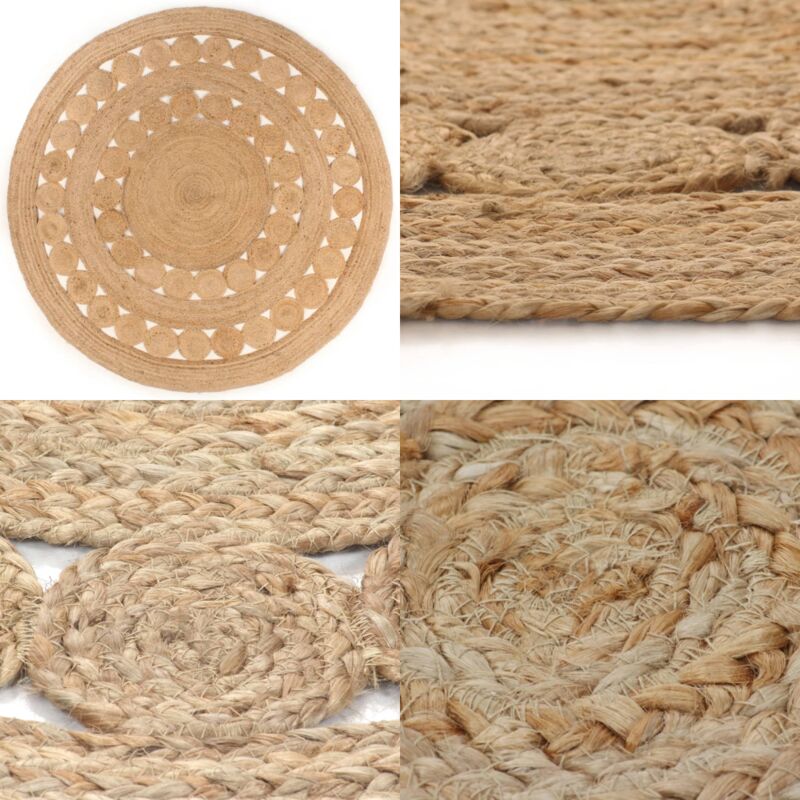 Teppich Geflochten Jute 210 cm Rund - Naturfaser Teppich - Jute Teppich - Runder Teppich - Wohnzimmer Teppich - Schlafzimmerschmuck - Home & Living