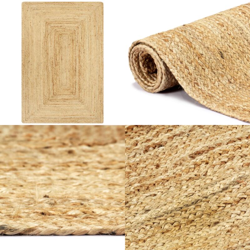 Teppich Handgefertigt Jute Natur 160x230 cm - Naturfaser Teppich - Jute Teppich - Gewebter Teppich - Wohnzimmer Teppich - Schlafzimmer Teppich - Home