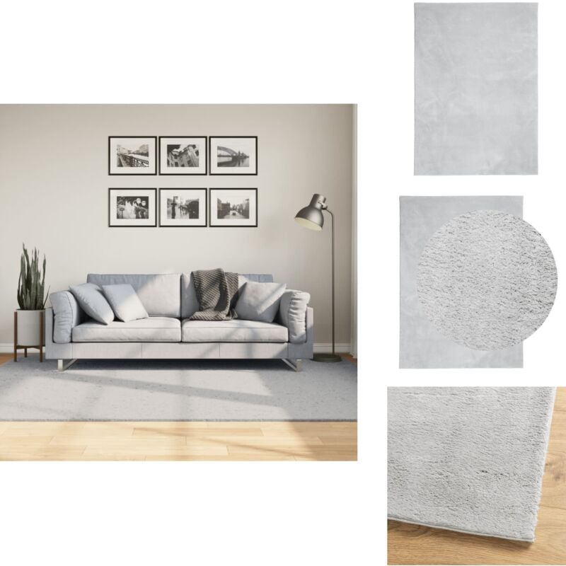 Teppich huarte Kurzflor Weich und Waschbar Grau 160x230 cm - Kurzflor-Teppich - Grauer Teppich - Flauschiger Teppich - Wohnzimmer Teppich