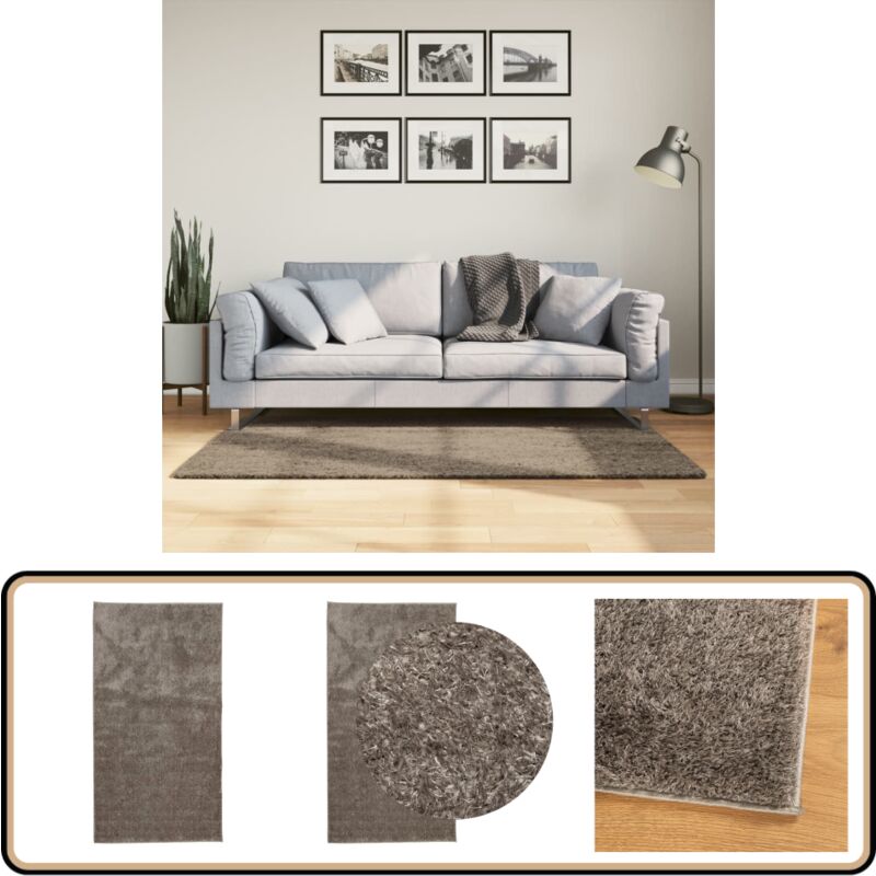 Teppich istan Hochflor Glänzend Grau 80x150 cm - Flaumiger Teppich - Hochflor Teppich - Grauer Teppich - Kuscheliger Teppich - Rutschfeste Unterlage